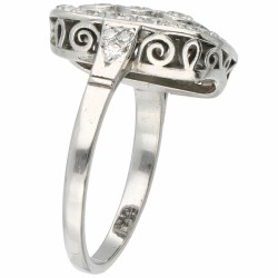 Palladium rechthoekige ring bezet met ca. 1.06 ct. diamant - BWG.