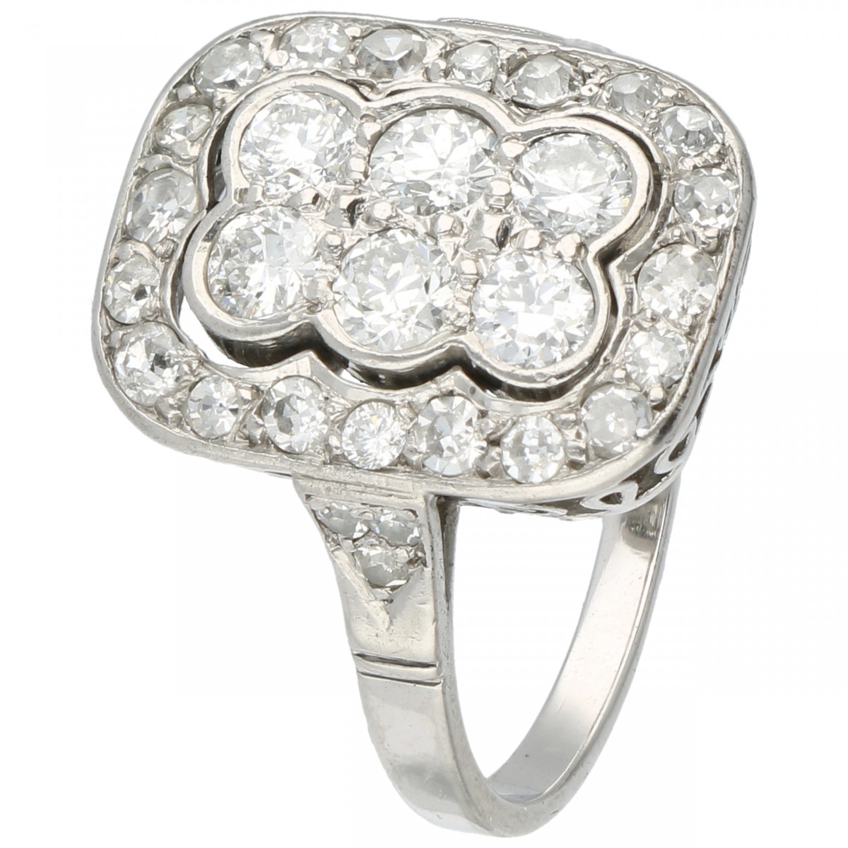 Palladium rechthoekige ring bezet met ca. 1.06 ct. diamant - BWG.