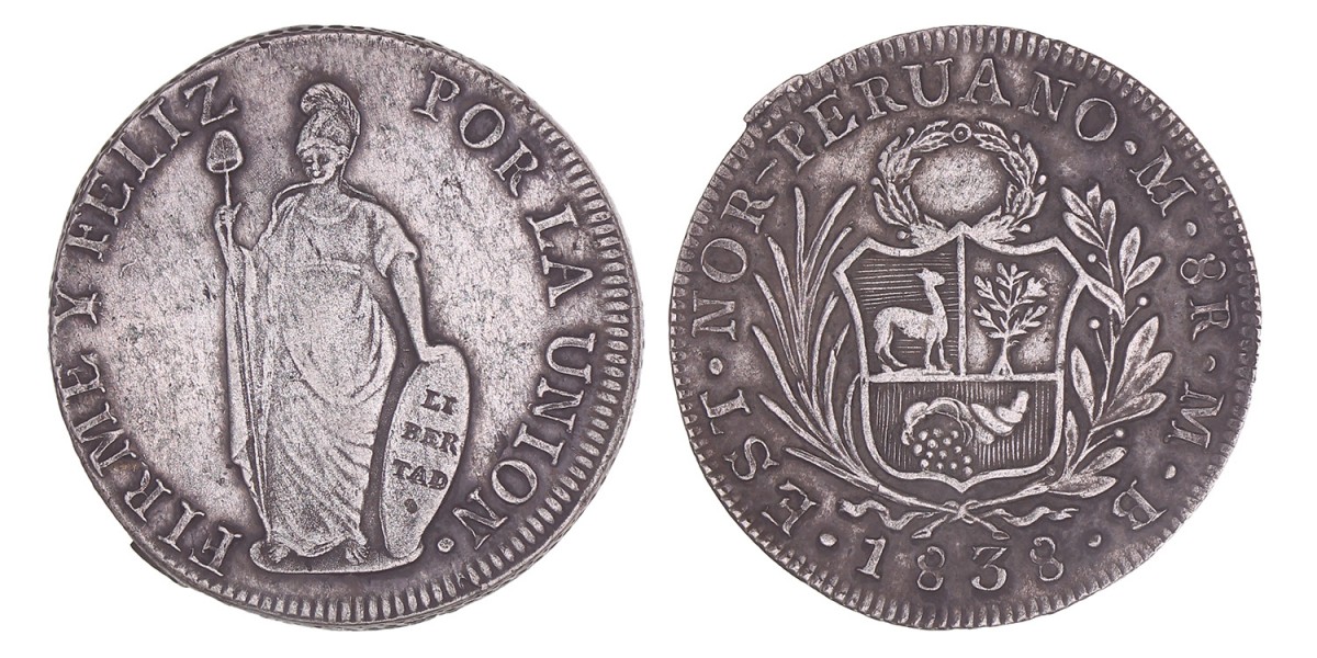 Peru. 8 Reales. 1838 MB.