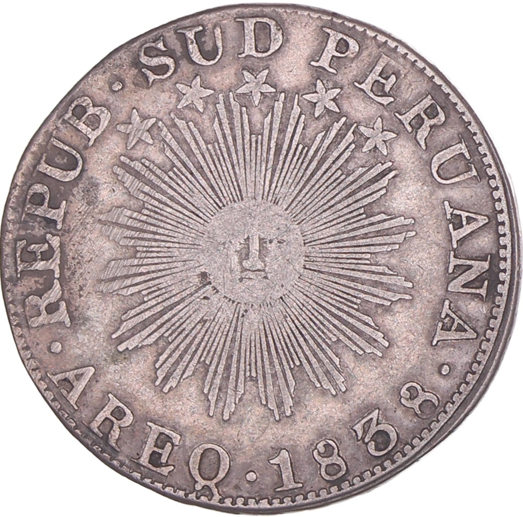 Peru. Zuid Peru. Arequipa. 2 Reales. 1838. VF.