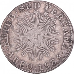 Peru. Zuid Peru. Arequipa. 2 Reales. 1838. VF.