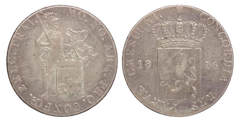 Zilveren dukaat Willem I 1816. Zeer Fraai.