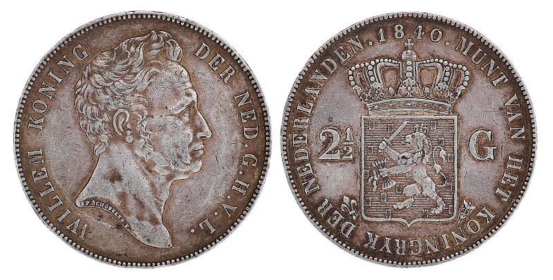 2½ gulden Willem I 1840. Zeer Fraai / Prachtig.