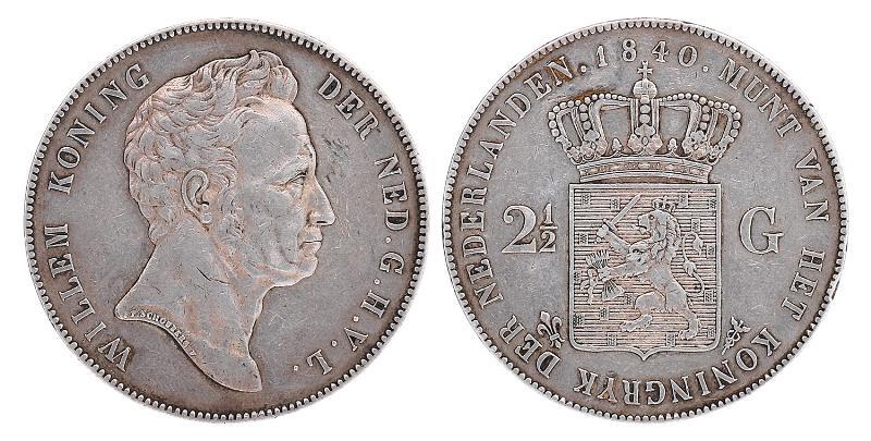 2½ gulden Willem I 1840. Zeer Fraai / Prachtig.