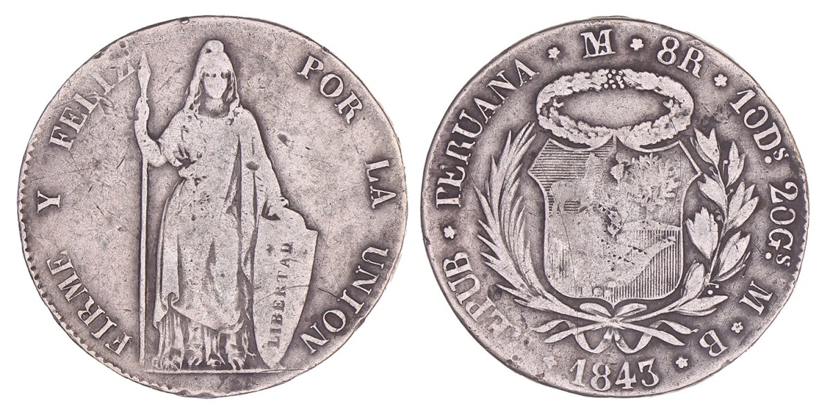 Peru. 8 Reales. 1843 MB.