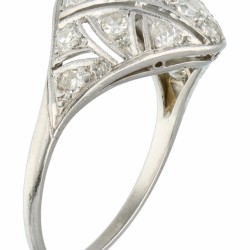 Platina open gewerkte ring, met ca. 0.68 ct. diamant - Pt. 900.