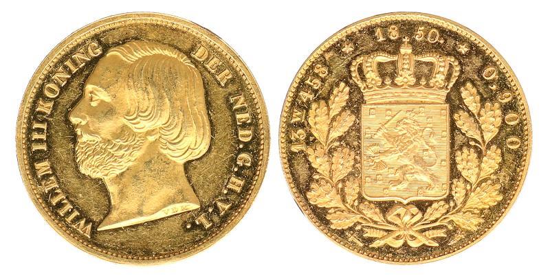 20 gulden negotiepenning Willem III 1850. FDC -.