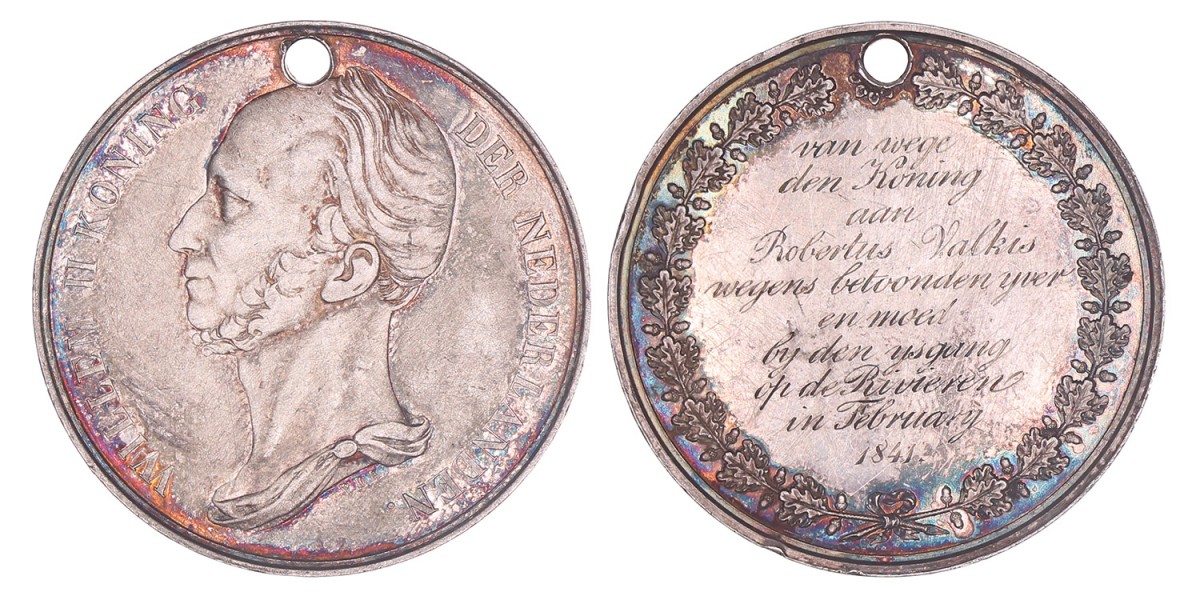 1841. Nederland. Medaille voor getoonde moed tijdens de ijsgang.