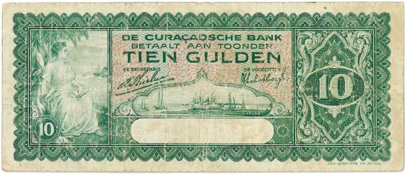 Curaçao. 10 gulden. Bankbiljet. Type 1930. - Fraai -.