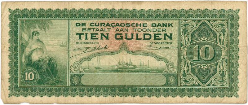 Curaçao. 10 gulden. Bankbiljet. Type 1943. - Fraai.
