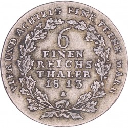 German States. Prussia. Friedrich Wilhelm III. 1/6 Thaler. 1813 A.