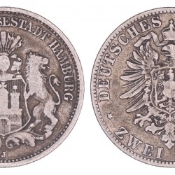 German states. Hamburg. 2 Mark. 1876 J. VF -.