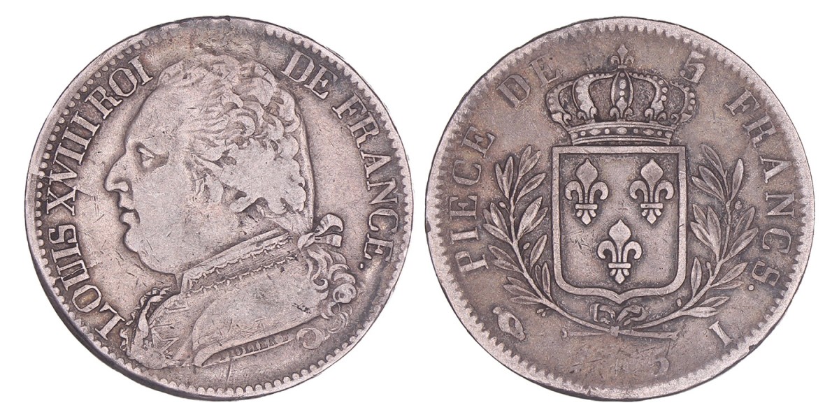 France. Louis XVIII. 5 Francs. (181)5 I.