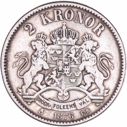 Sweden. Oskar II. 2 Kronor. 1876.