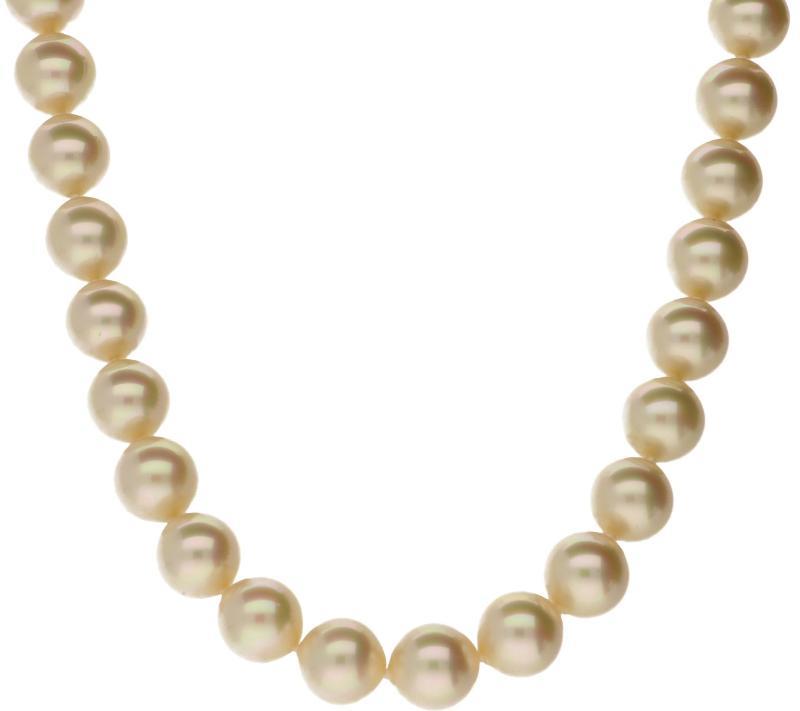 Set van een ketting en armband van majorca parels met geelgoud kleurige sluitingen BWG.