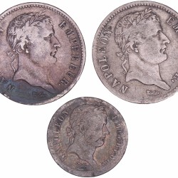 France. Napoleon. Lot (3) ½ Franc and Francs. 1811 A / 1812 A.