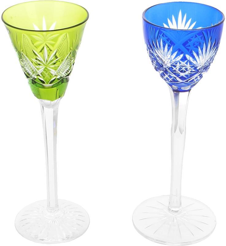 Lot (2x) Boheems glazen borrelglaasjes