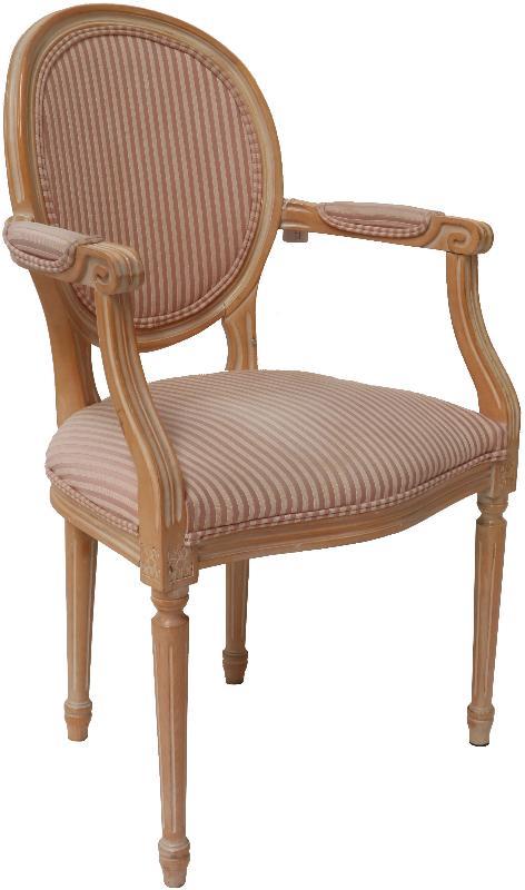 Licht houten stoel met roze bekleding
