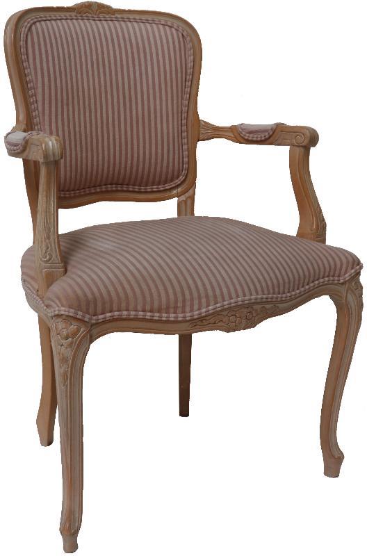 Licht houten stoel met roze bekleding 