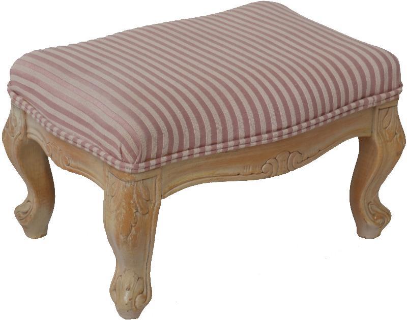 Licht houten hocker met roze bekleding