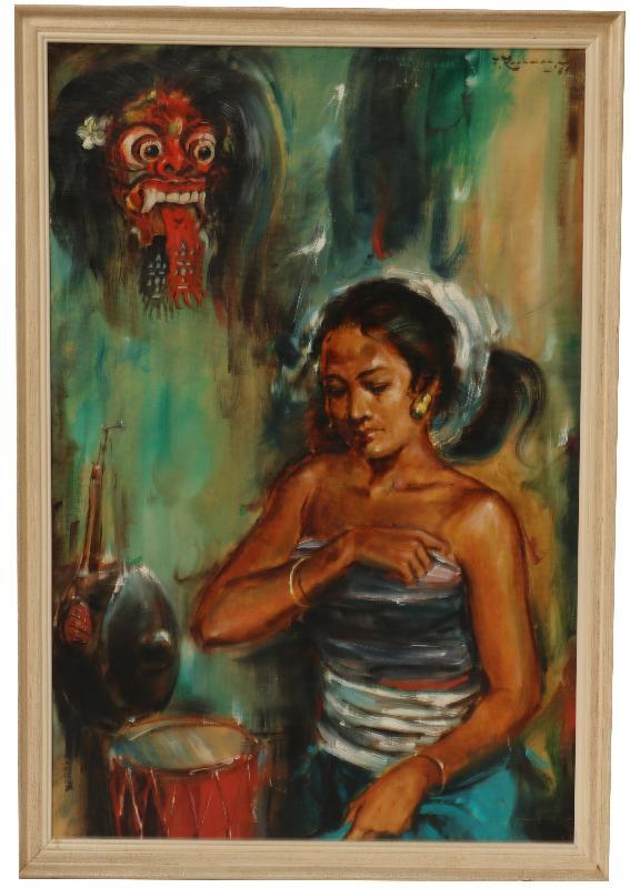 Indonesisch schilderij "poppen en vrouwen, Bali"
