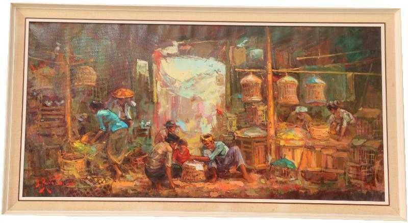 Indonesisch schilderij "markt"