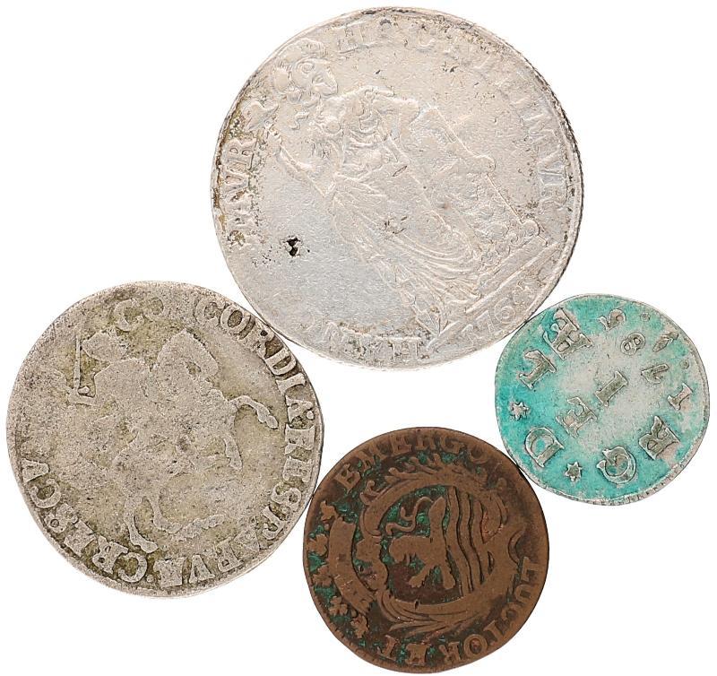 Provinciaal Lot (4) o.a. Dubbele stuiver Gelderland 1785, Holland Gulden 1764.