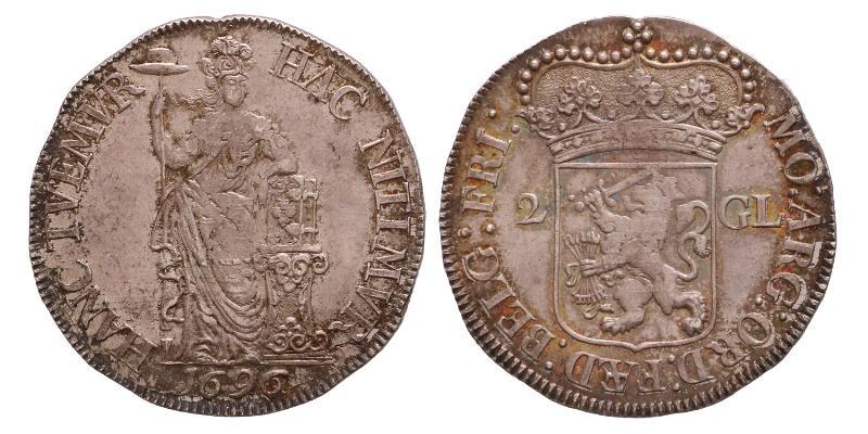 2 gulden Friesland 1696. Prachtig.