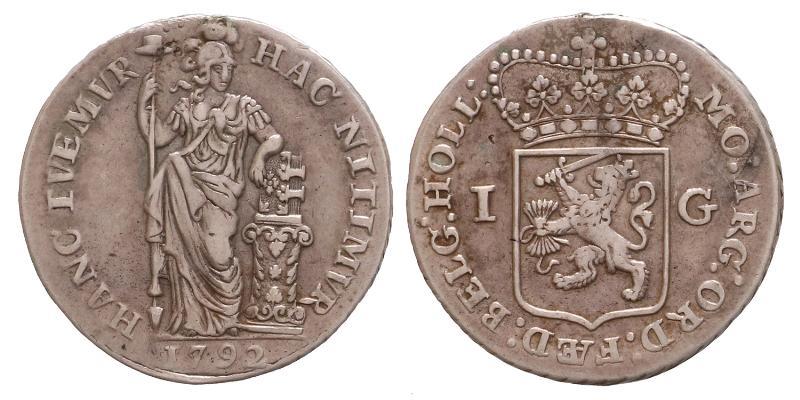 1 gulden Holland 1792. Zeer Fraai.