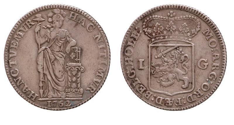 1 gulden Holland 1762. Zeer Fraai / Prachtig.