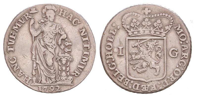 1 gulden Holland 1792. Zeer Fraai -.