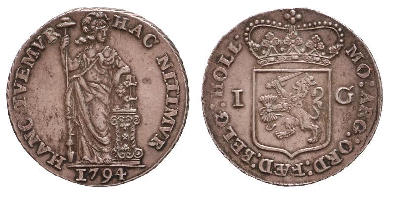 1 gulden Holland 1794. Zeer Fraai / Prachtig.