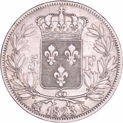 France. Louis XVIII. 5 Francs. 1823 K.