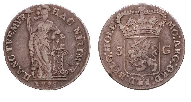 3 gulden Holland 1795. Zeer Fraai -.
