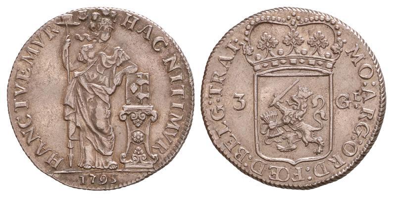 3 gulden Utrecht 1795. Prachtig -.