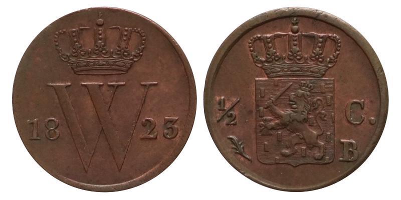 ½ cent Willem I 1823 B. FDC -.