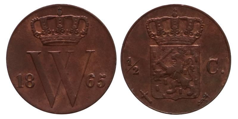½ cent Willem III 1865. Prachtig / FDC.