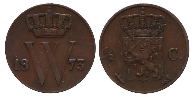 ½ cent Willem III 1873. Prachtig -.