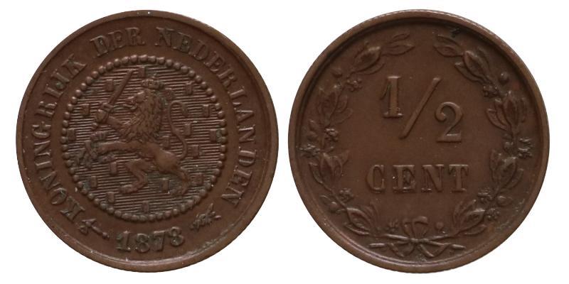 ½ cent Willem III 1878. FDC.
