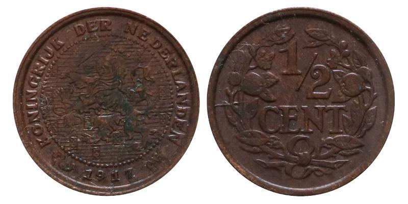 ½ cent Wilhelmina 1917. FDC.