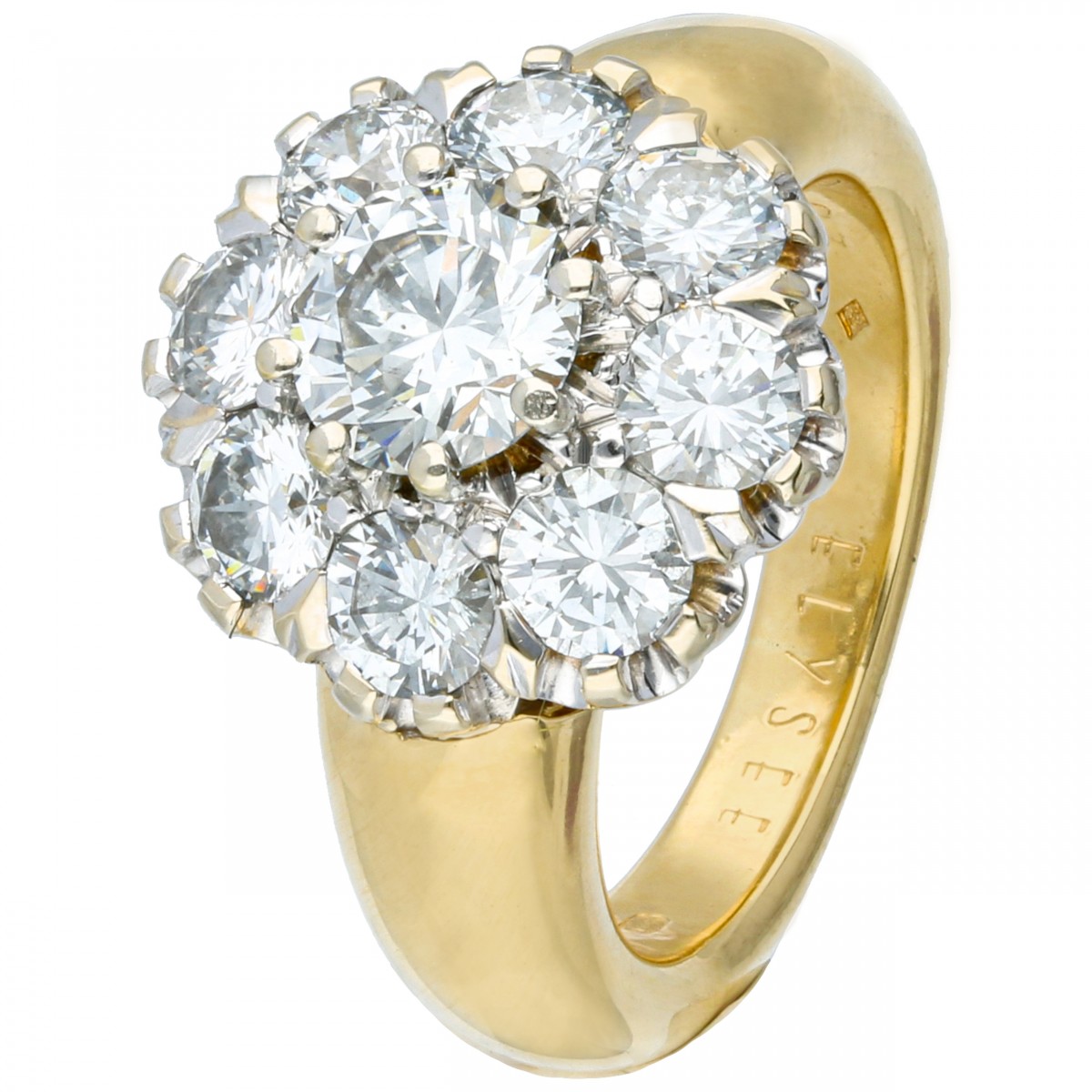 Geelgouden Elysee rozet ring bezet met ca. 3.35 ct. diamant - 18 kt.