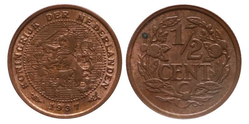 ½ cent Wilhelmina 1937. FDC.