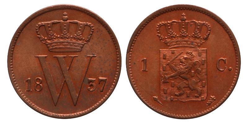 1 cent Willem I 1837 U. FDC.