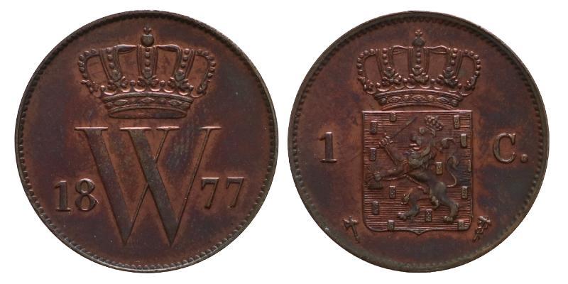 1 cent Willem III 1877. FDC.