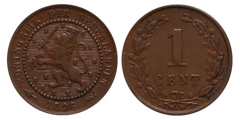 1 cent Wilhelmina 1896. Prachtig -.