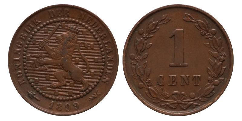 1 cent Wilhelmina 1899. Prachtig.