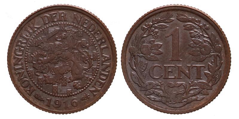 1 cent Wilhelmina 1916. FDC.