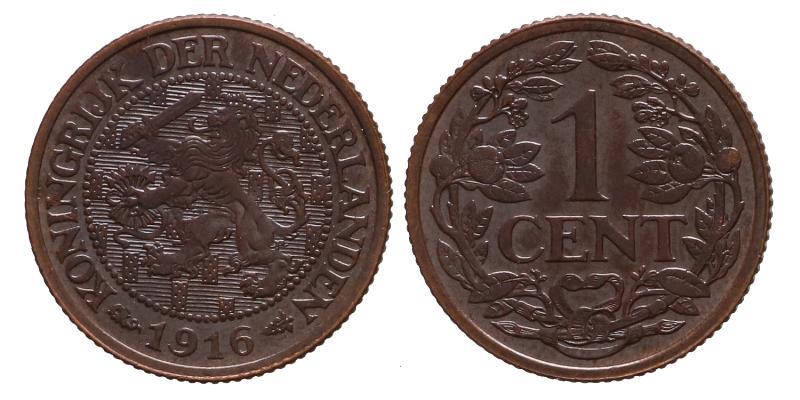 1 cent Wilhelmina 1916. FDC.