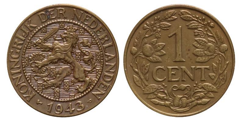 1 cent Wilhelmina 1943. FDC.