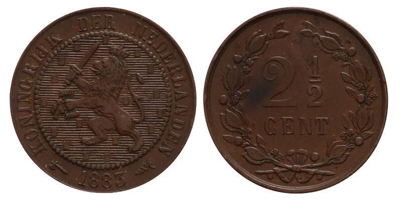 2½ cent Willem III 1883. Prachtig +.